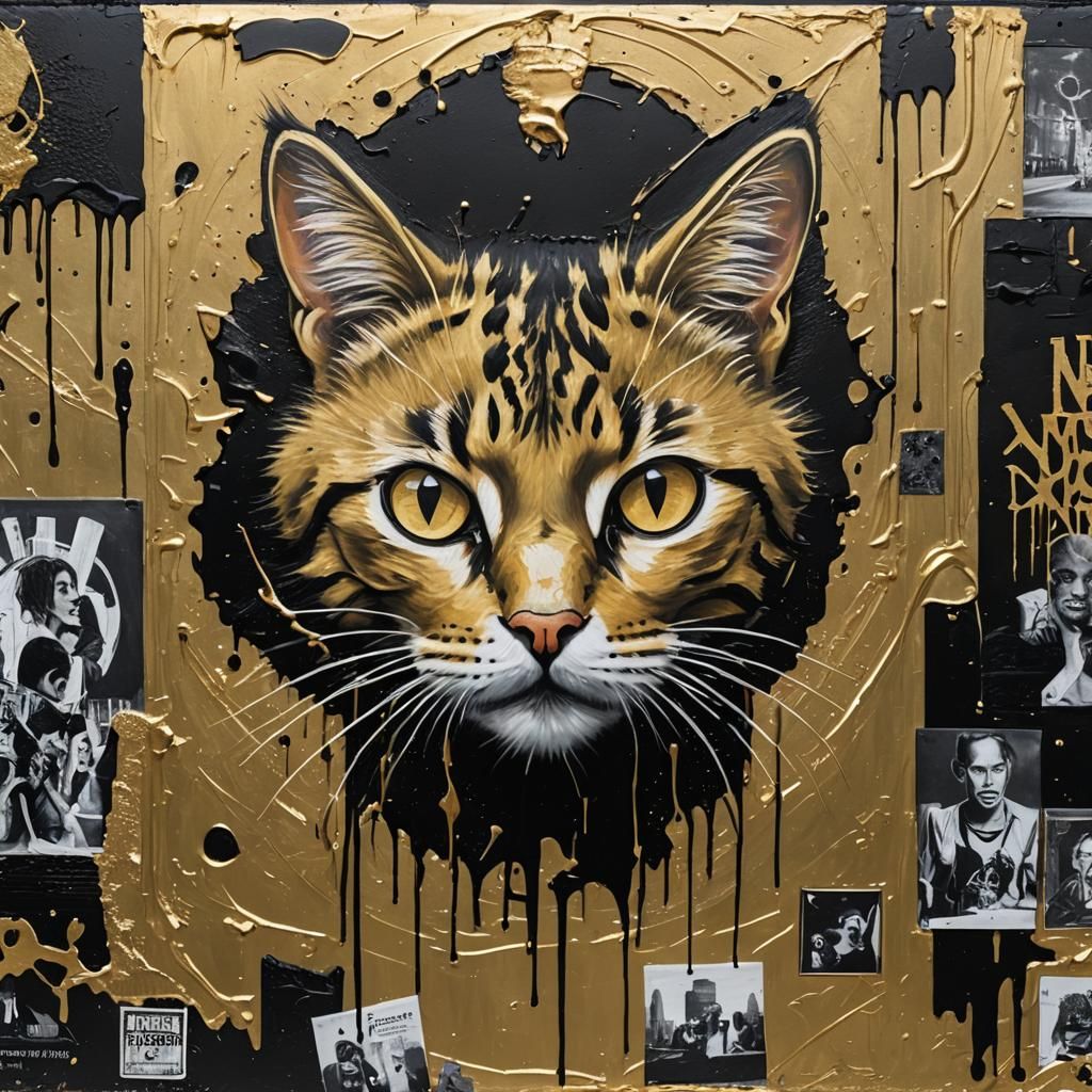 Feline Metal Album Cover in Neo-Expressionism Style