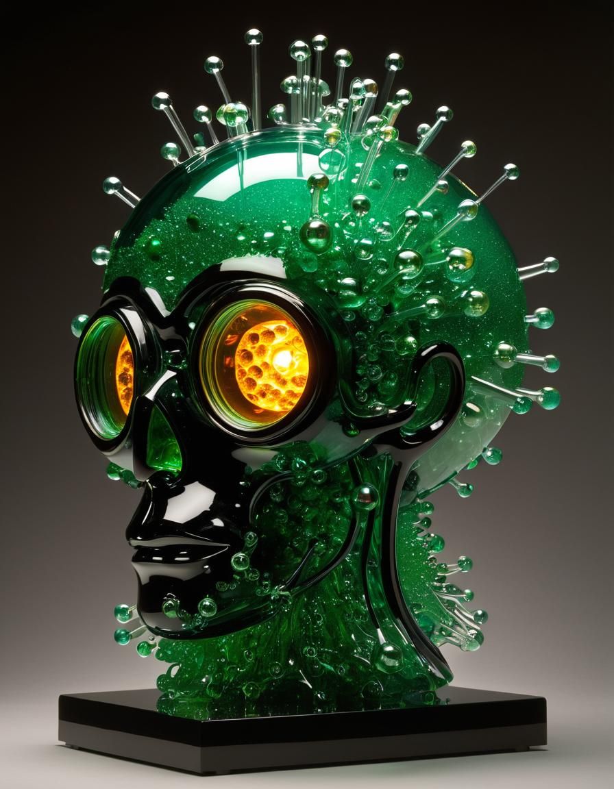 Eerie Molten Glass Sculpture with Digital Sparks