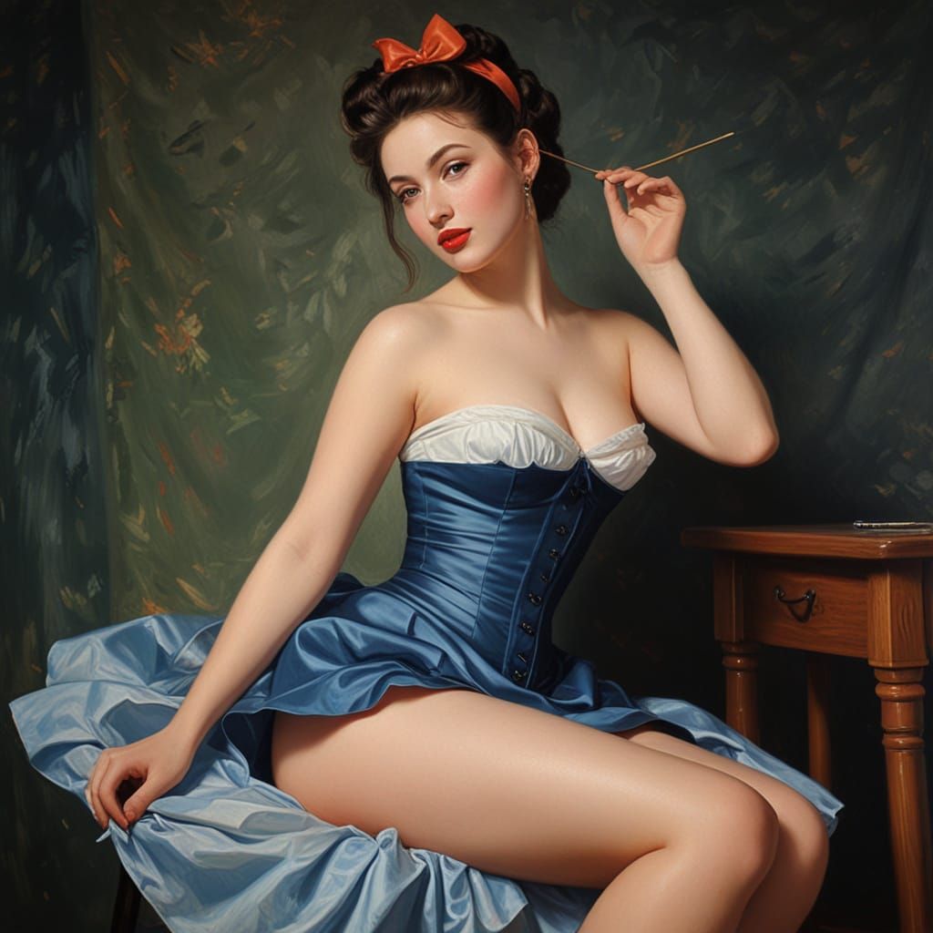 Glamorous Woman in Impasto K-Pop Art Style