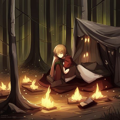 Enchanting Pillow Fort in Anime Style Woods