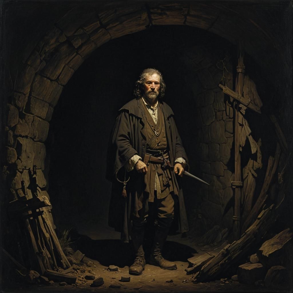 Dramatic Grimdark Scene with Classical Painting Style