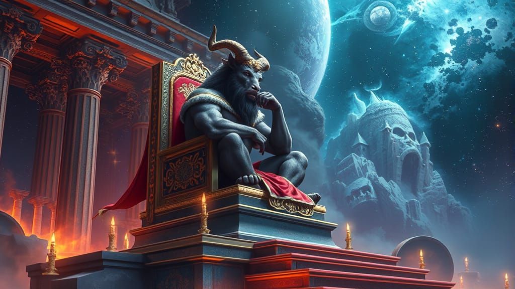 Majestic Minotaur King in Cosmic Temple