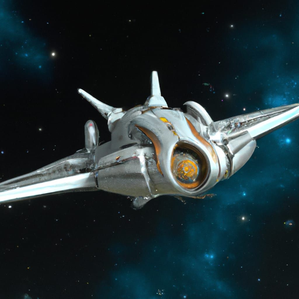 Chrome Spaceship Glides Through Epic Galaxies