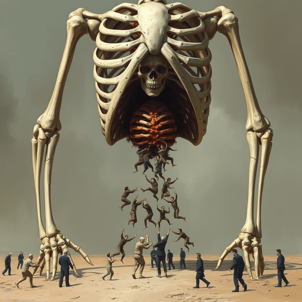 Giant Skeleton Eats Tiny People