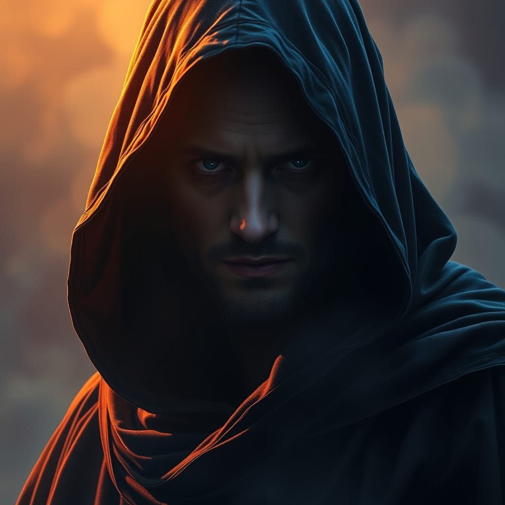 Mysterious Figure in Golden Haze