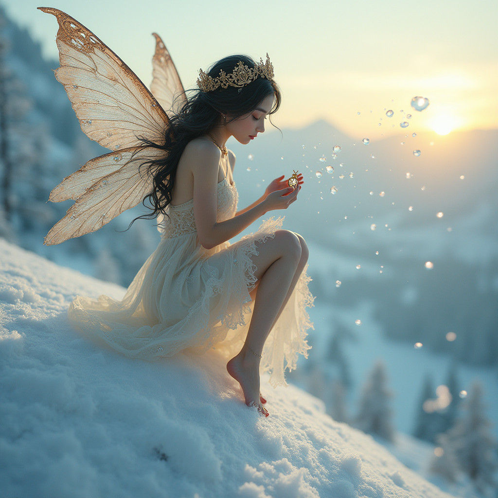 Steampunk Gothic Fairy on Snowflake