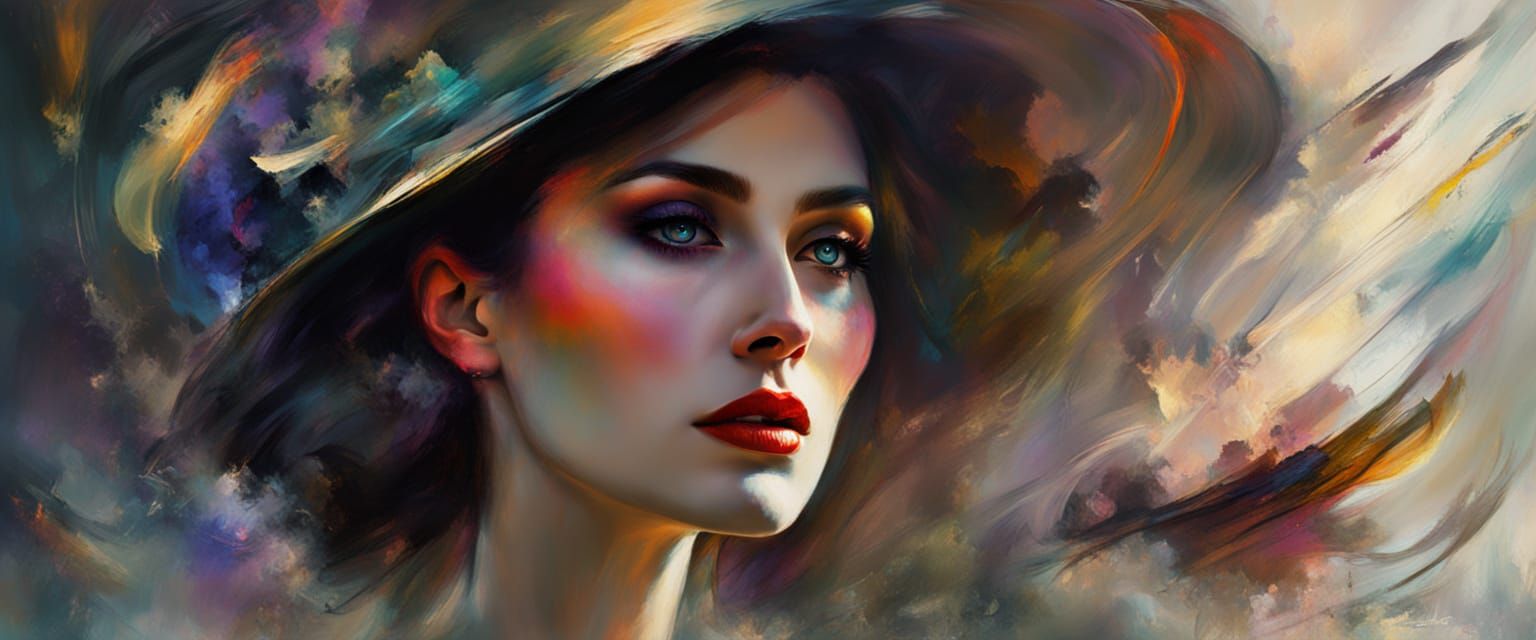 Goth Woman in Vibrant Surrealist Dream Scene