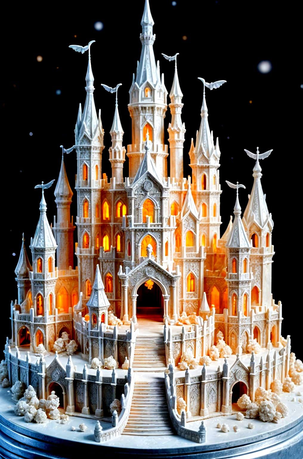 Fairy Tale Castle Cake Sculpture in Buttercream Frosting