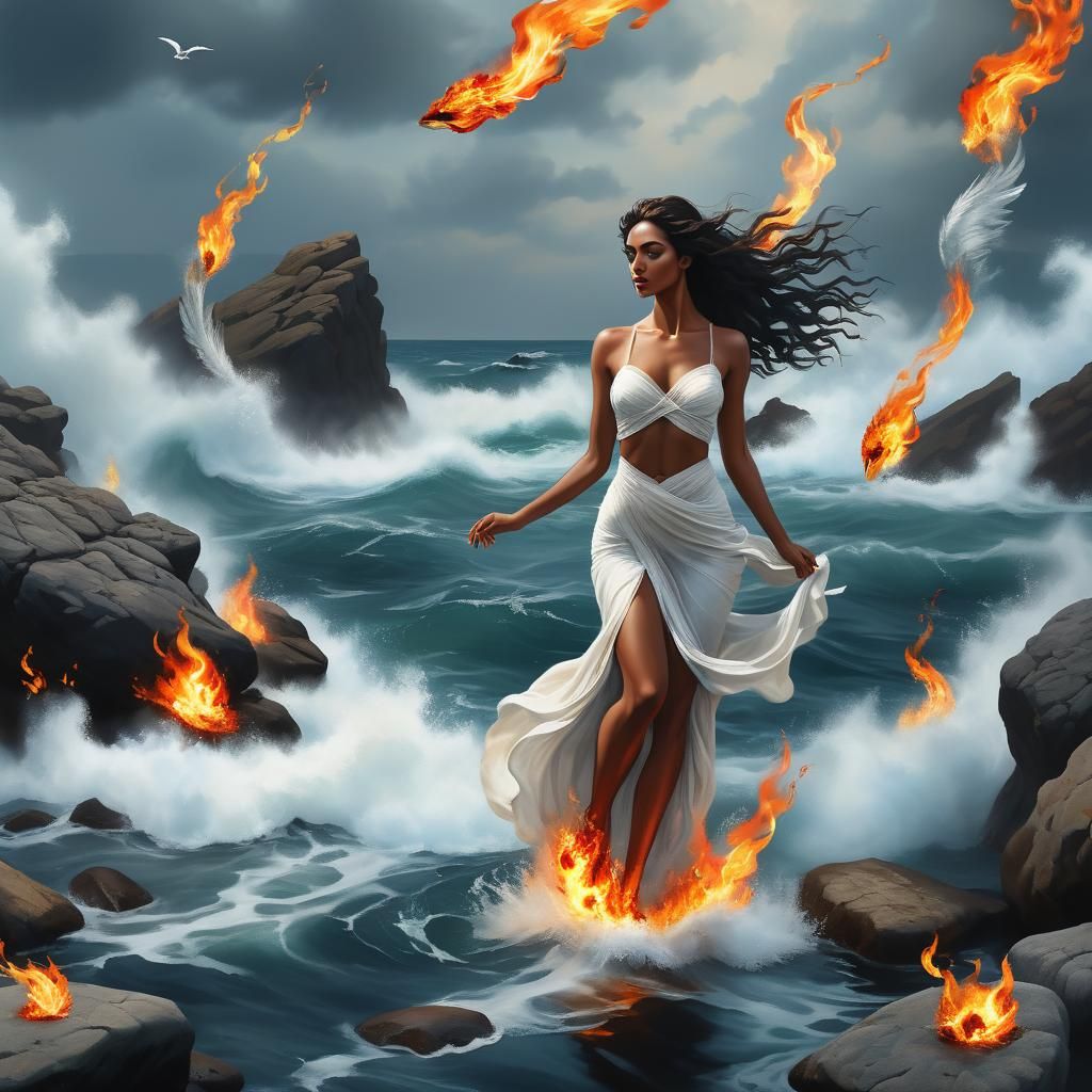 Goddess of Elements: Fantasy Art in Purple and Yellow