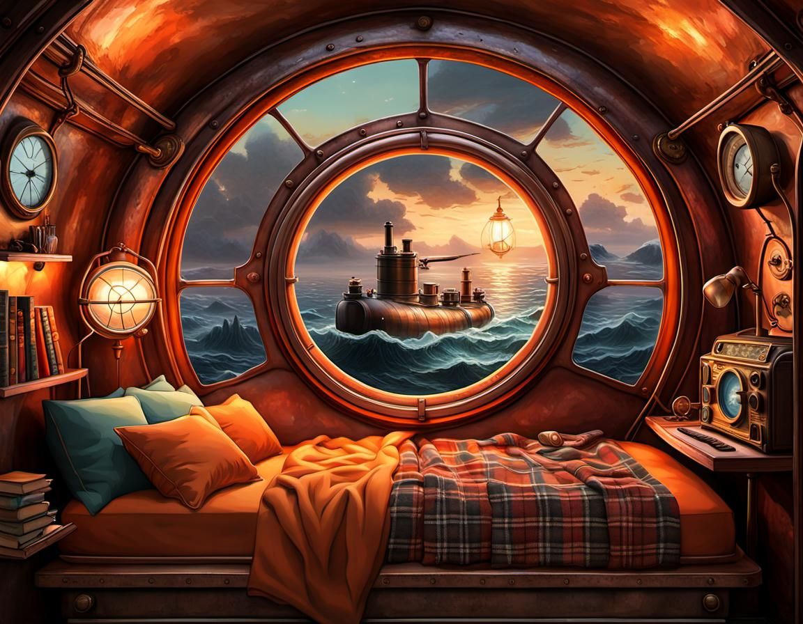 Cozy Submarine Bed in Ethereal Fantasy Style
