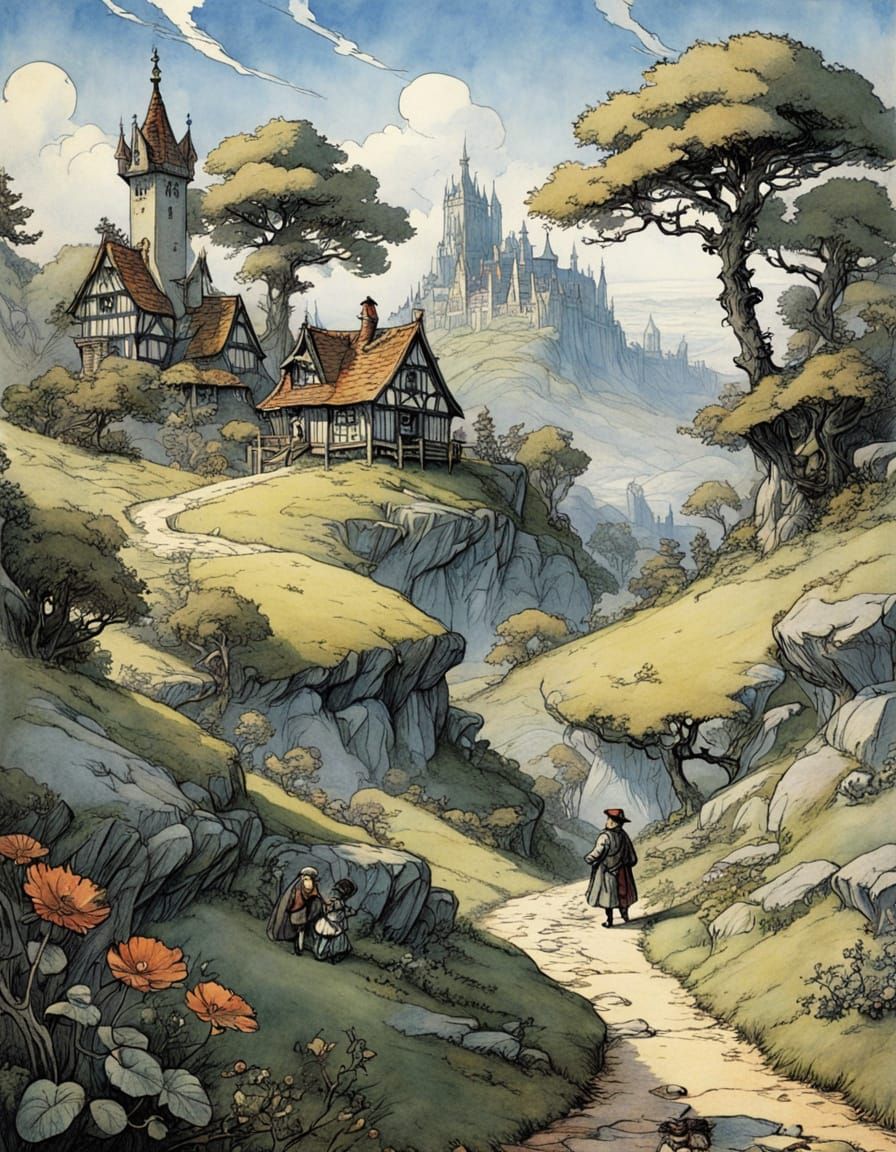 Arthur Rackham Style Children's Book Illustration