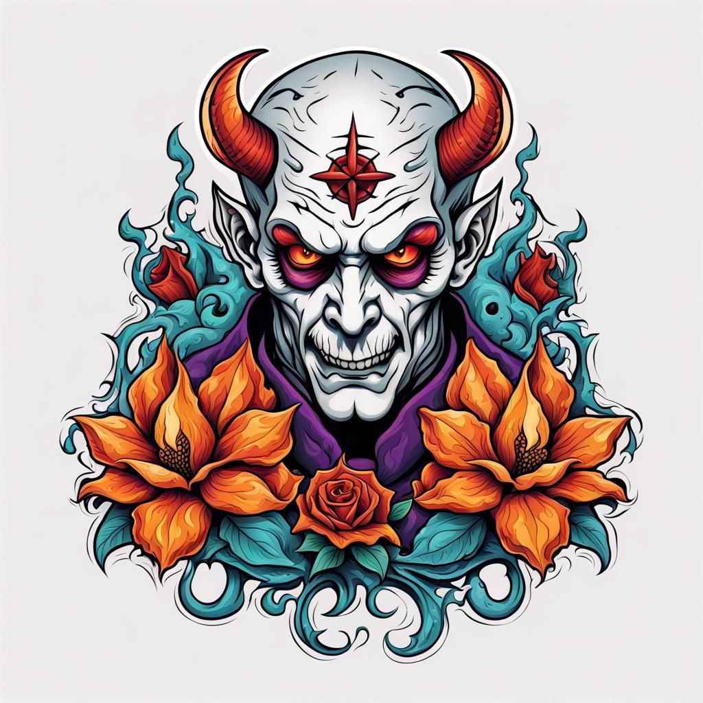 Halloween Flower Tattoo Stickers in Pixar Style