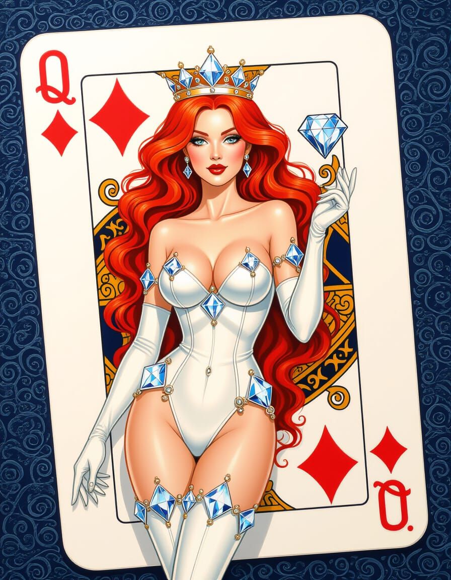 Queen of Diamonds Fantasy Oil Painting