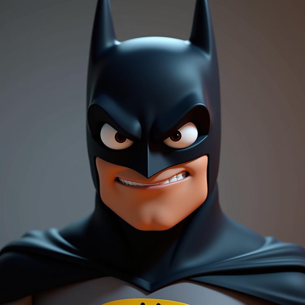 Batman 3D Cartoon Close-Up with Sour Expression