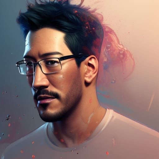 Markiplier Portrait in Hyperdetailed Splash Art Style
