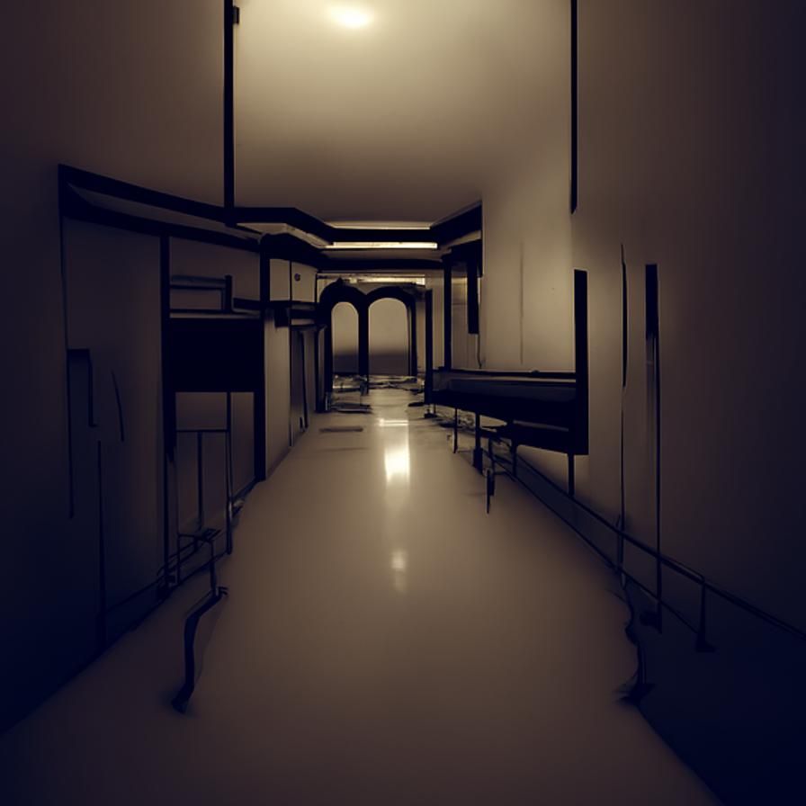 Spooky Abandoned Hospital Hallway in Cel-Shaded Style