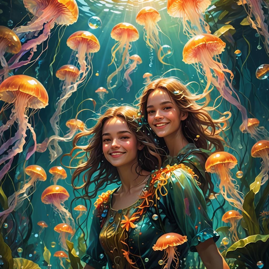 Underwater Fantasy: A Luminous Oil Painting