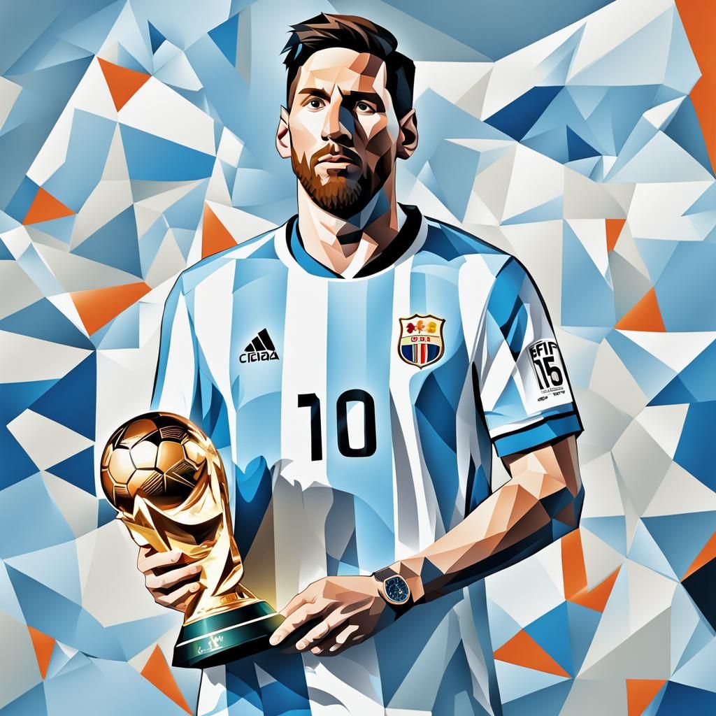 Messi Celebrates World Cup Victory: Cubist Style