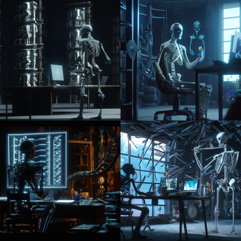 Skeleton DNA Research in Futuristic Lab