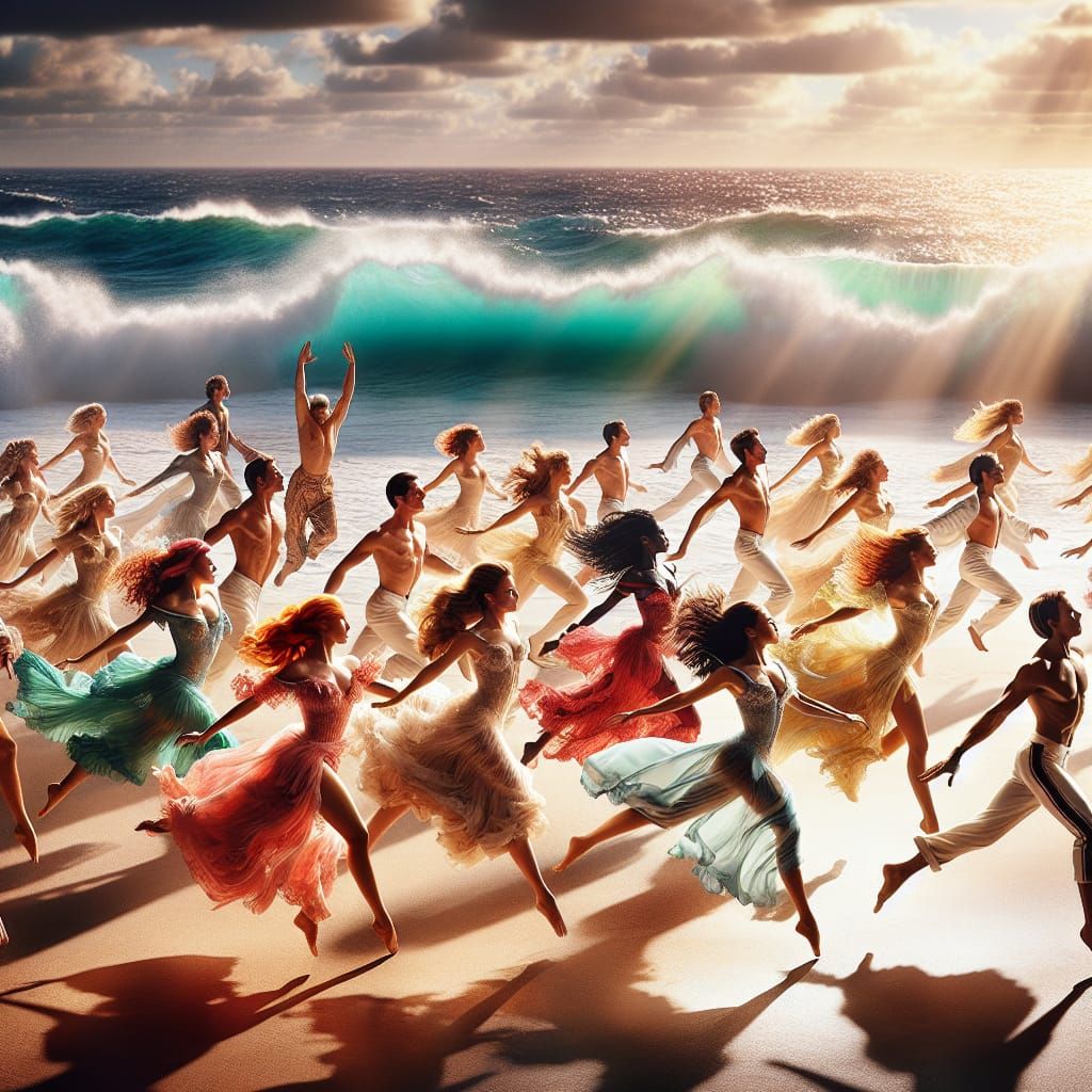 Diverse Dancers Unite in Vibrant Beach Musical