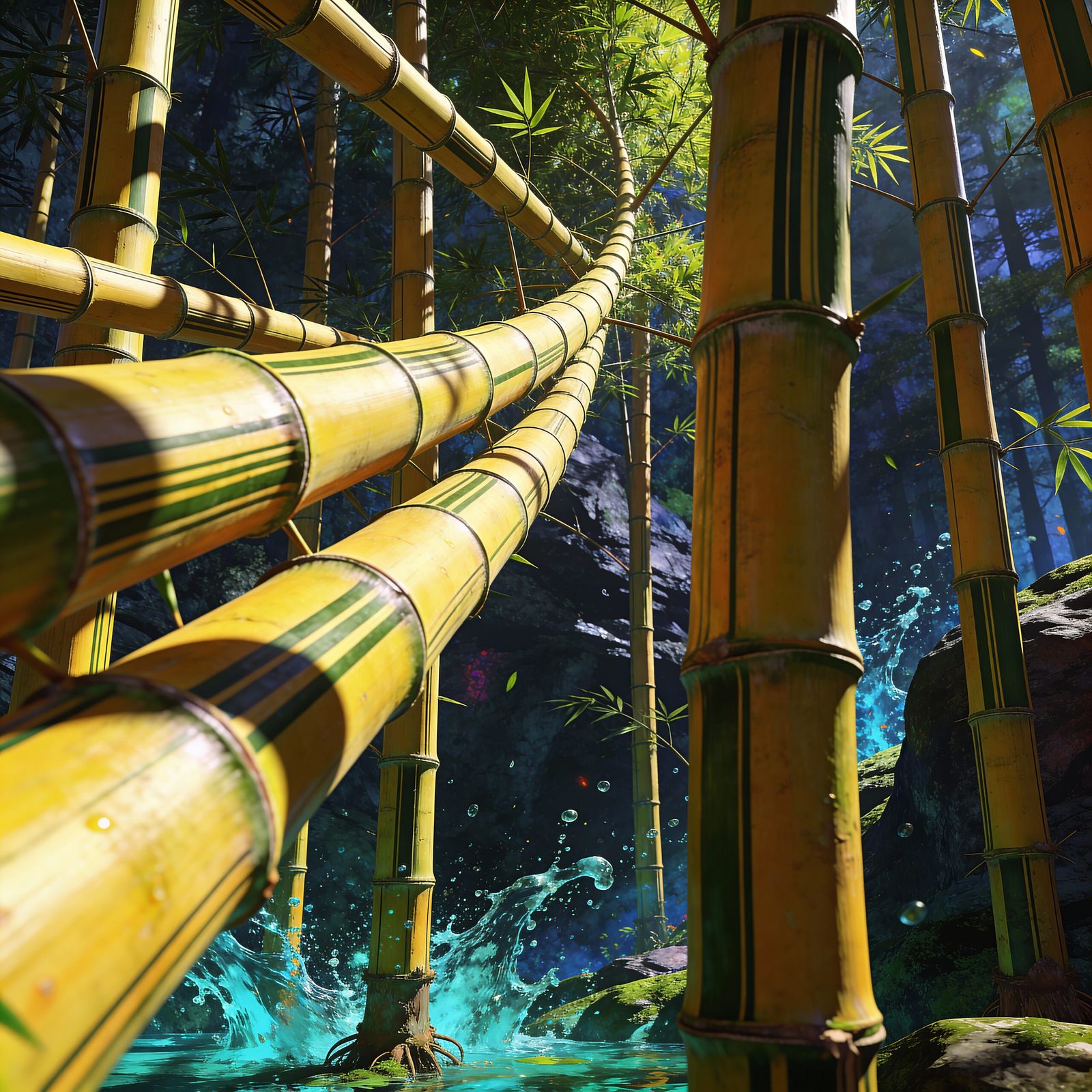 Fantastical Bamboo Forest Landscape in Matte Painting Style