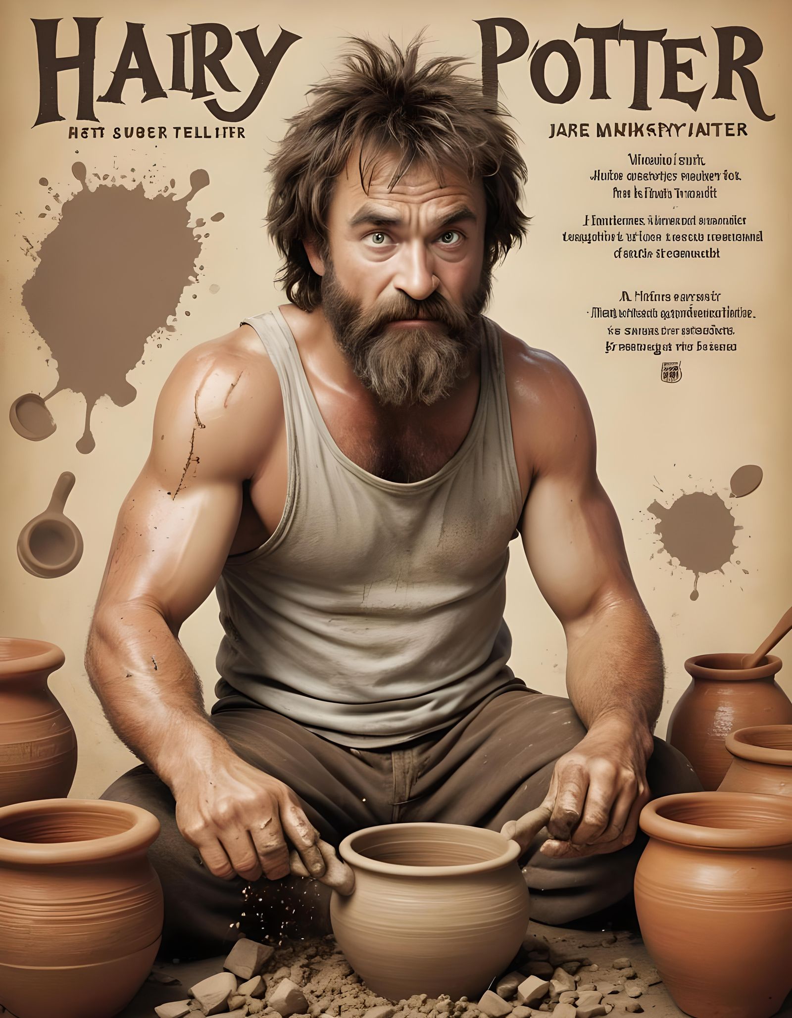 Hairy Potter Movie Poster with Broken Pottery