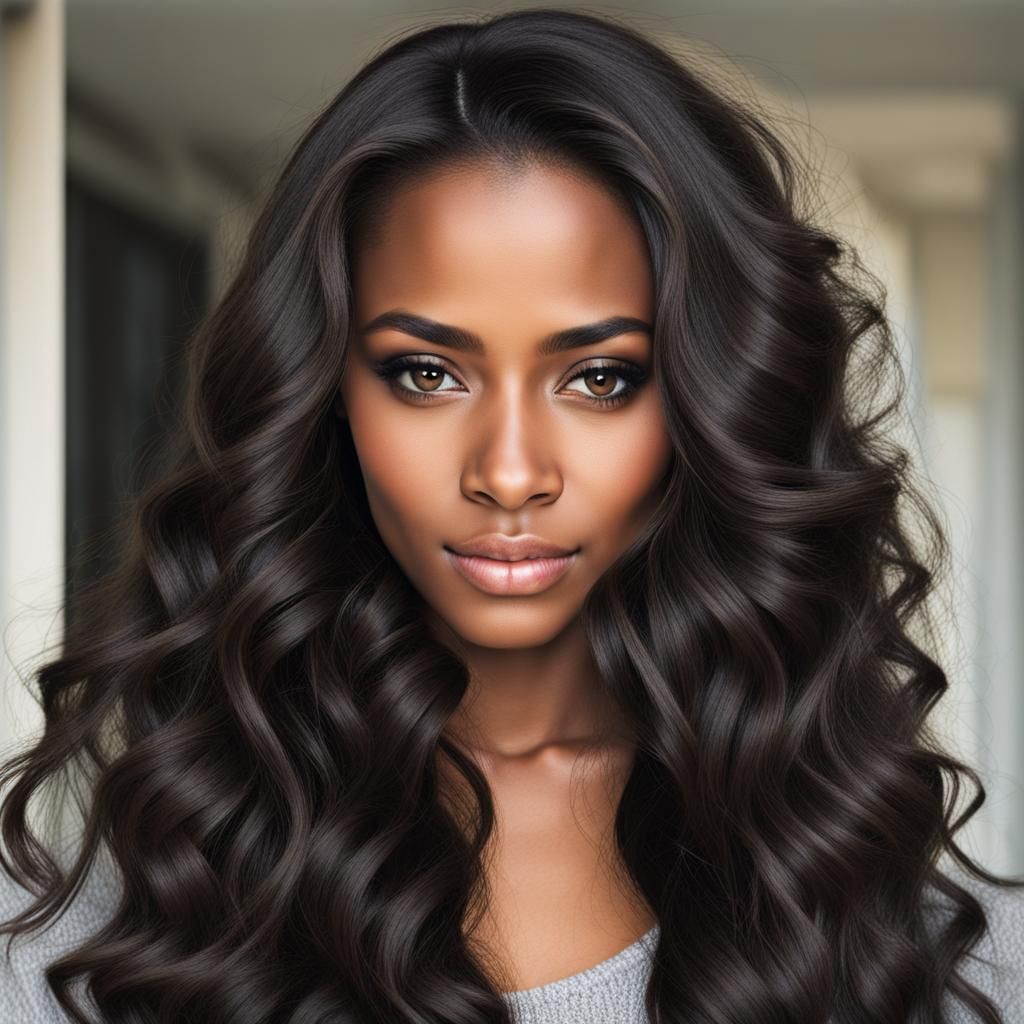 Portrait of a Beautiful Woman with Dark Features