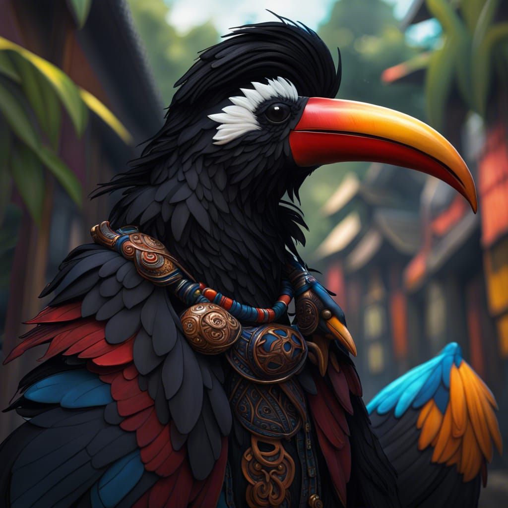 Tucan Monk in DND Setting, Detailed Matte Painting