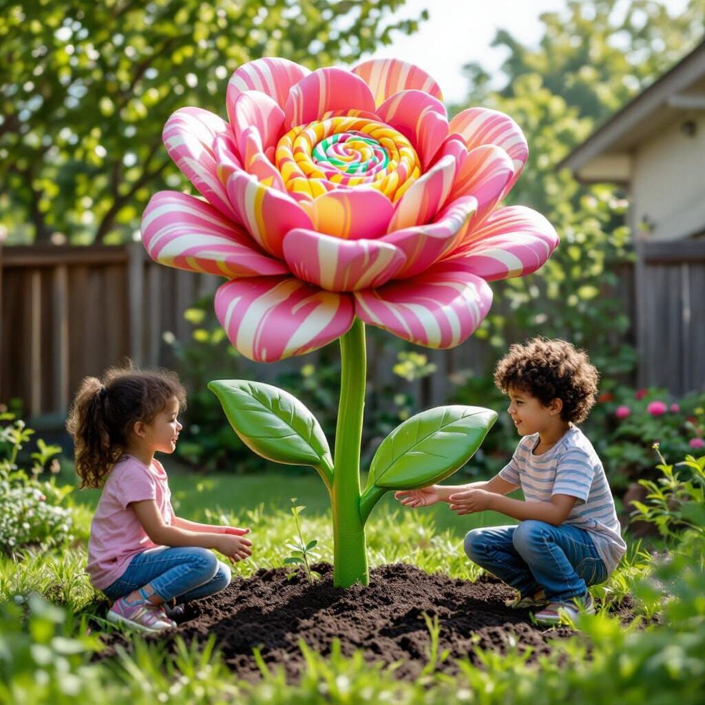 Child's Garden with Giant Mutated Candy Blossom