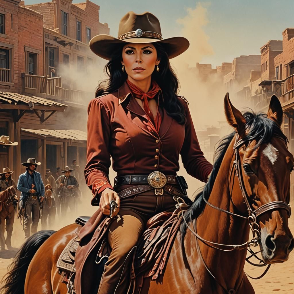 Deanna Troi as Gunfighter in Spaghetti Western Art