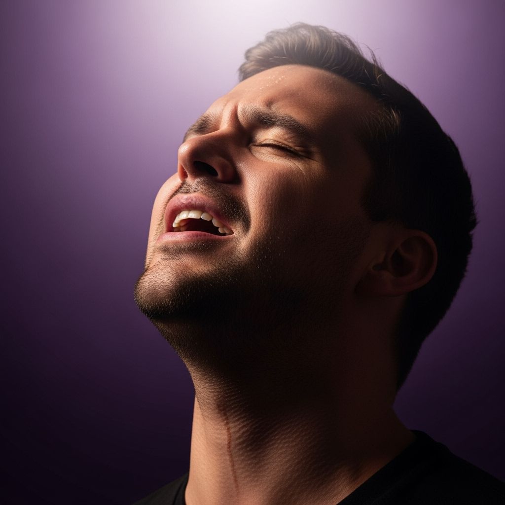 Cinematic Close-Up of Man Singing Worship with Passion