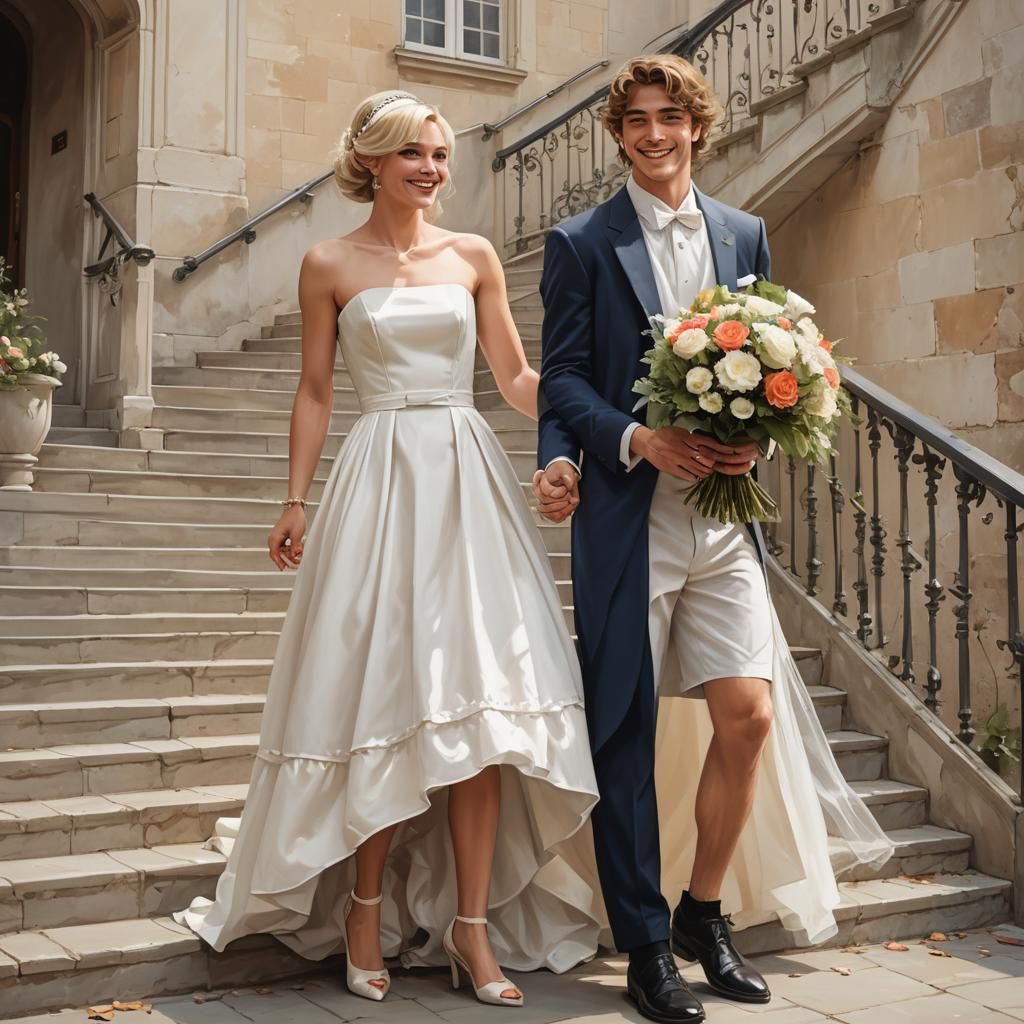 Hyperrealistic Androgynous Figure in Romantic Dress