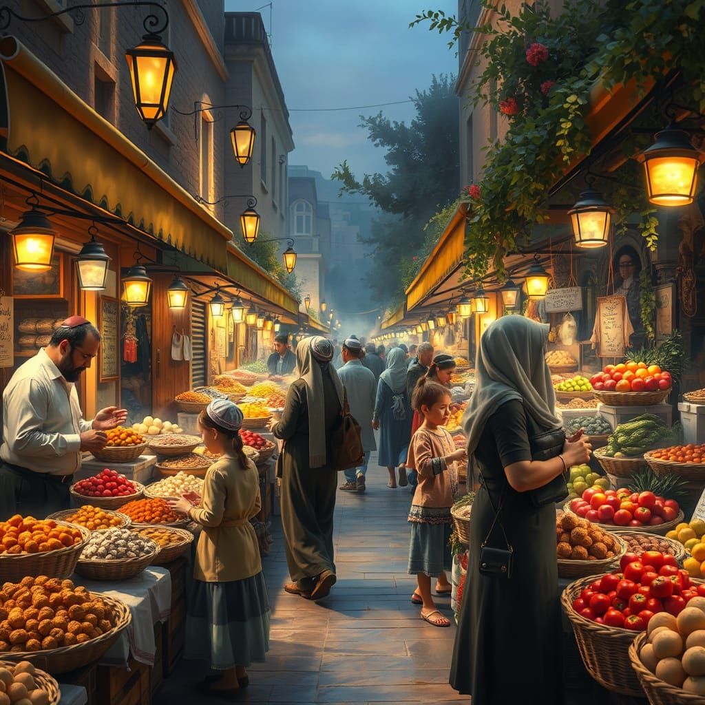 Summer Night Market in Jerusalem's Heart, in Vibrant, Dreaml...