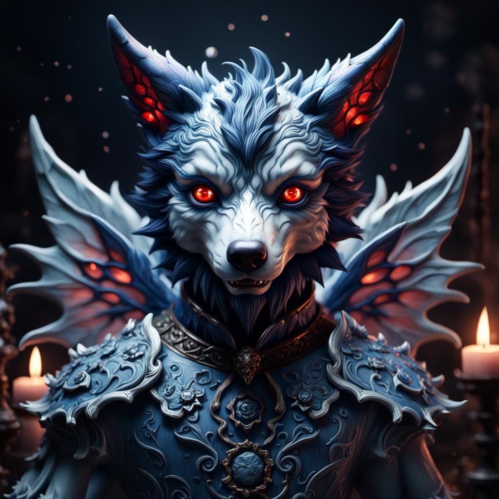 Demonic Porcelain Fairy Wolf Doll: Detailed Matte Painting