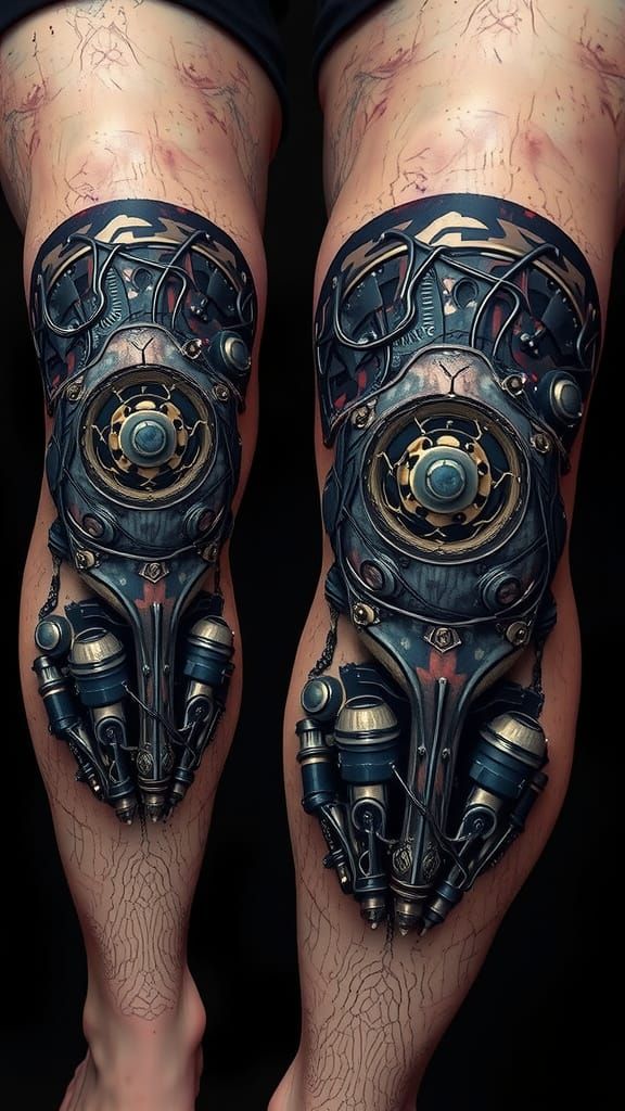 Cyber Gothic Mechanical Knee in Dark Romantic Style