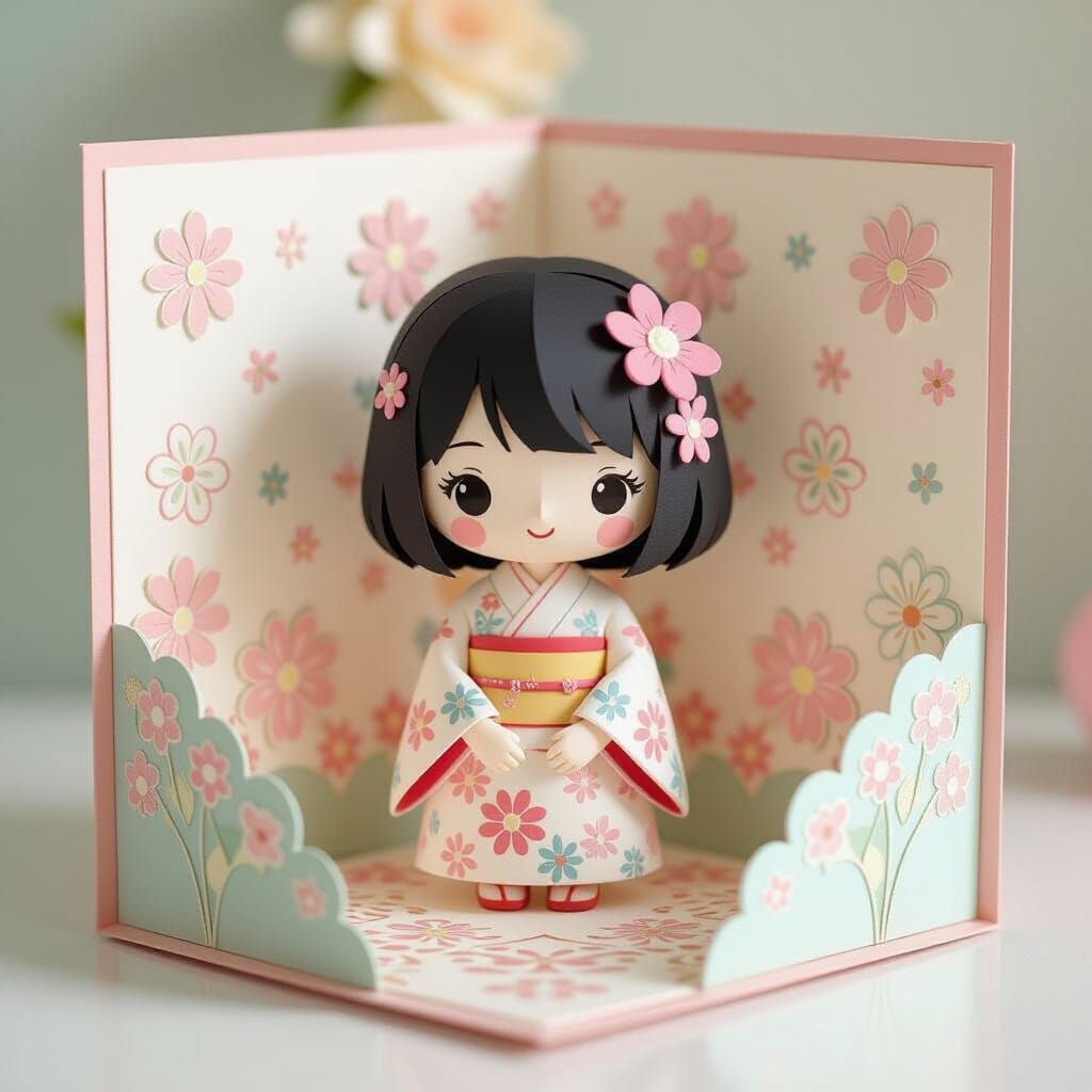 Delicate Kawaii Pop-Up Book in Pastel Colors