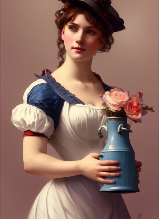 Victorian Milkmaid Portrait in Digital Art Style