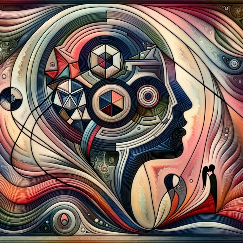 Abstract Geometric Surrealism with Kissing Figures
