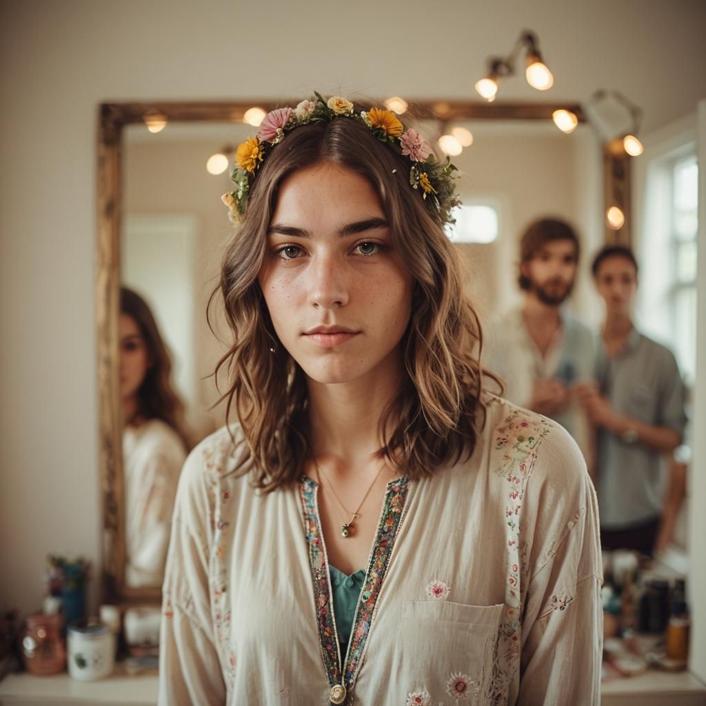 Hippe Chic Portrait in Soft Pastel Colors