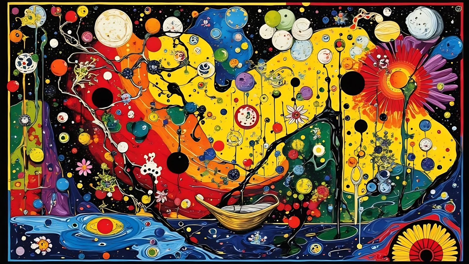 Psychedelic Tapestry in Art Nouveau Style