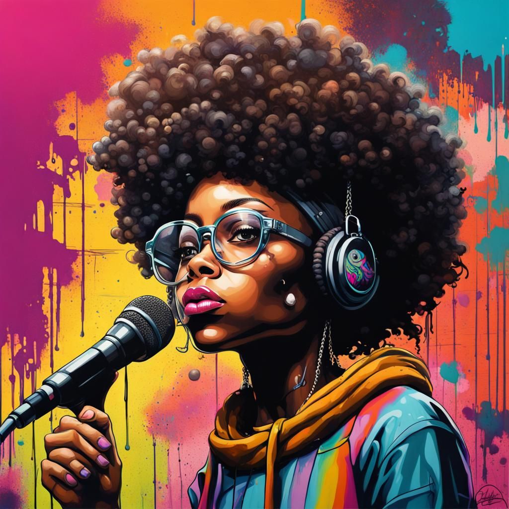 Erykah Badu-Inspired MC in Graffiti Street Art