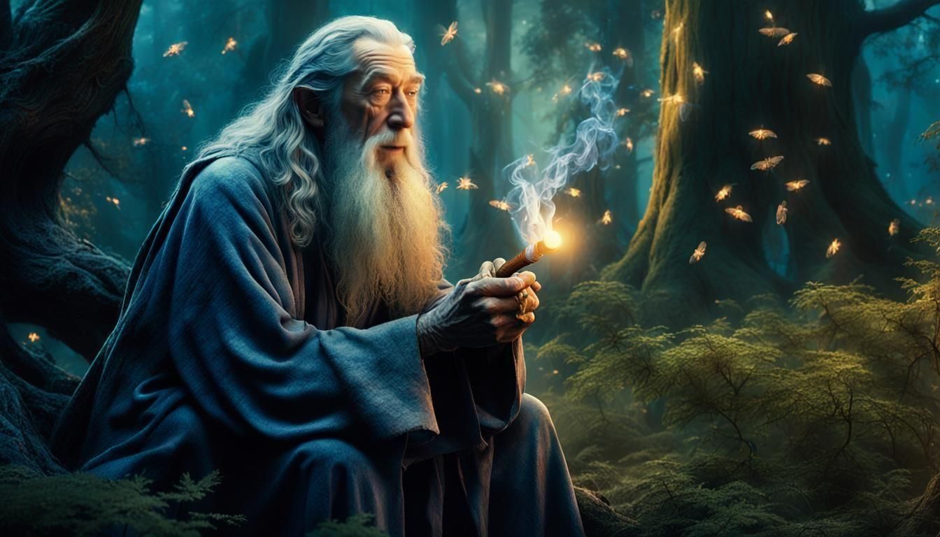 Gandalf Smoking Pipe: Detailed Matte Painting