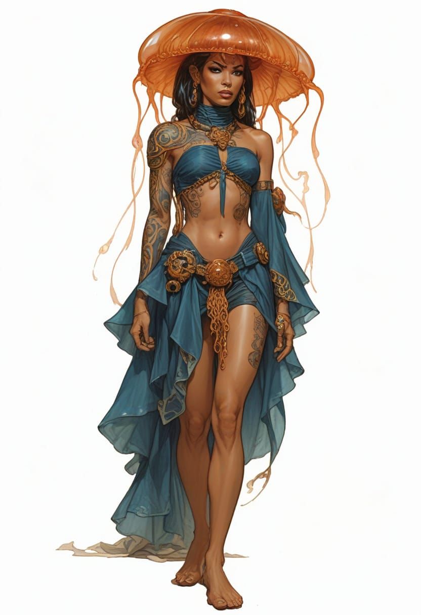 Polynesian Medusa Superhero in Sci-Fi Fantasy Style