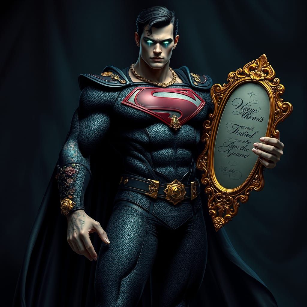 Avant-Garde Fabric Superman with Golden Mirror