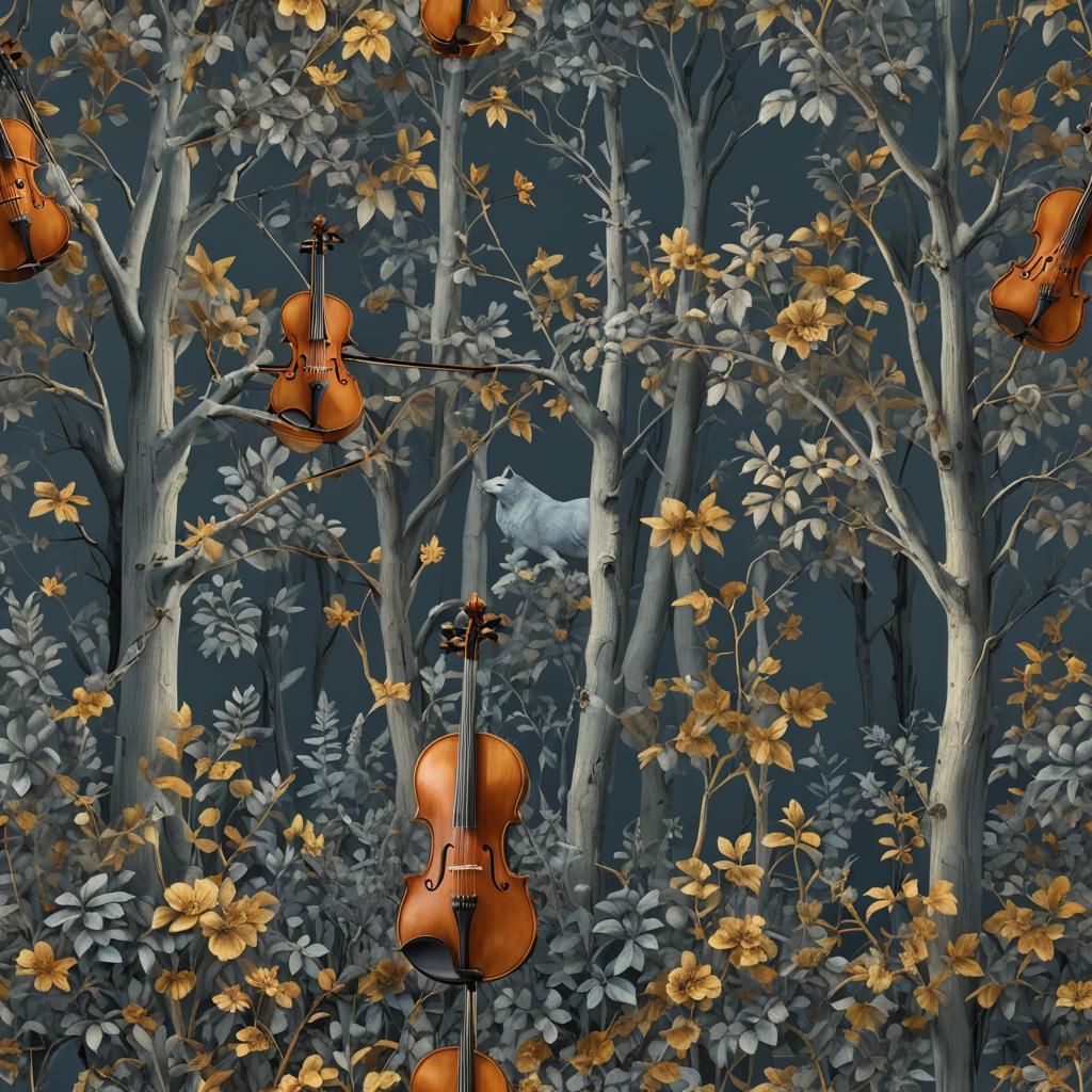 Italian Forest with Musical Instruments, circa 1500