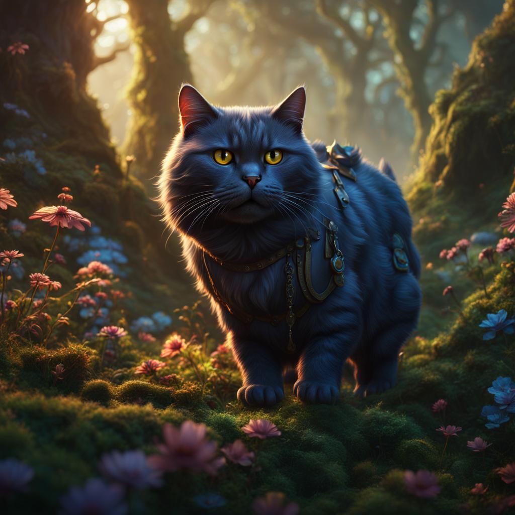Detailed Matte Painting of a Fat Cat