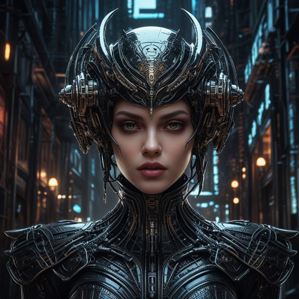 Glamorous Vampire in Cyberpunk Splendor