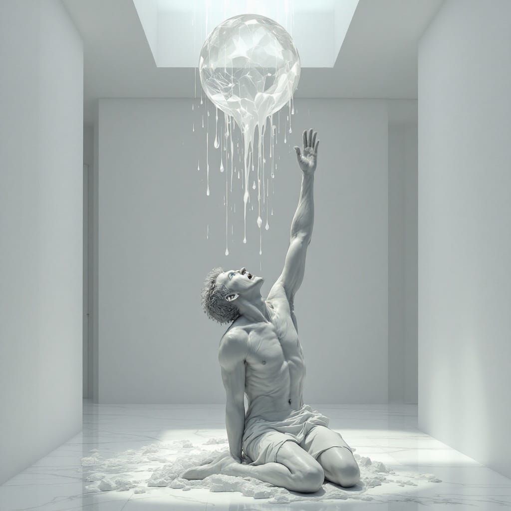 Sculpture of Man in Agony Holding Unimaginable Weight in a W...