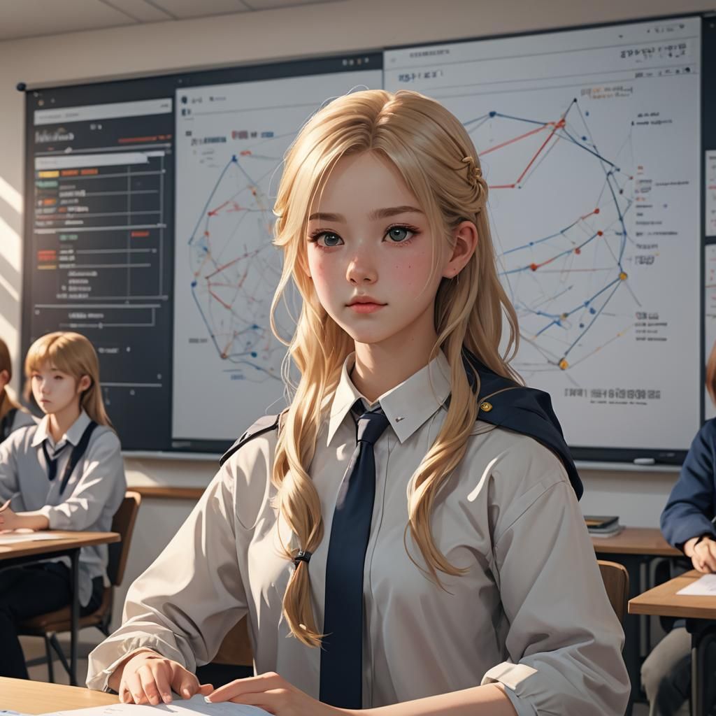 Anime Style College Student Giving Presentation