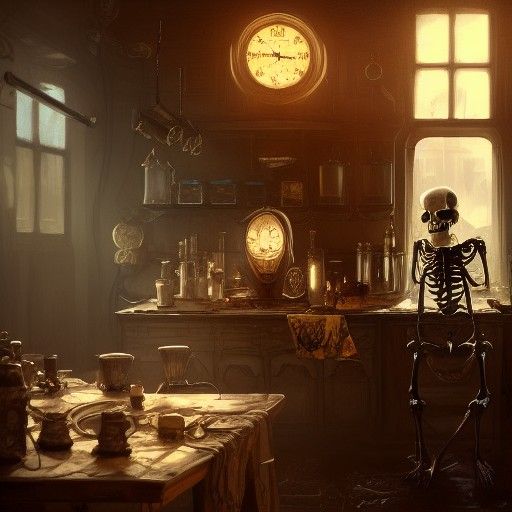 Steampunk Skeleton's Morning Coffee: A Dark Fantasy